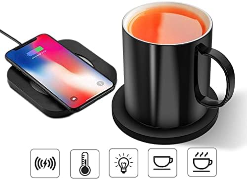 BoxWave Charger Compatible with Osom OV1 - HottieMug with Wireless PowerDisc Charger (15W), Qi Mug Warmer Coffee Desktop - Jet Black - Image 3