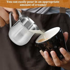 Stainless Steel Milk Pitcher Creamer with Handle Rustproof Frothing Cup Jug(900ml 1pcs) - Image 3