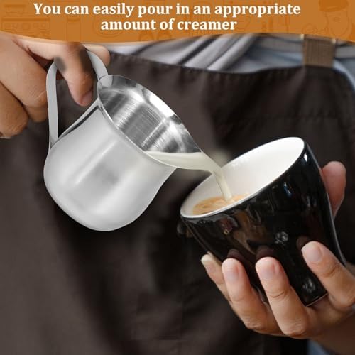 Stainless Steel Milk Pitcher Creamer with Handle Rustproof Frothing Cup Jug(900ml 1pcs) - Image 3