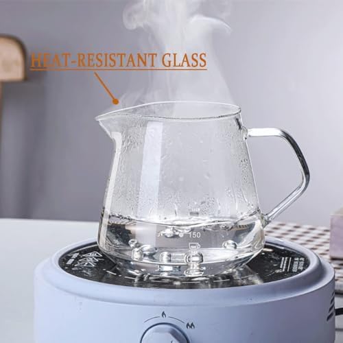1PCS Hand Brewed Coffee Maker Filter, Borosilicate Glass Coffee Server with 1pcs Filter Cup & 1pcs Bamboo Holder for Brewing Coffee, Milk, Tea, Household Coffee (600ml / 20 OZ) - Image 5