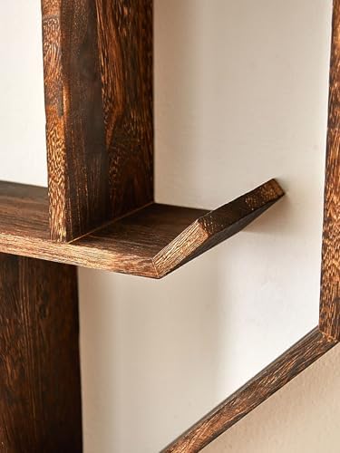 Oriental Tea Cup Holder Stand, Coffee Cup Floating Decorative Shelves, Mug Display Rack for Teahouse, Multi-Cube Curio Cabinet Organizer(Natural,Small) - Image 7