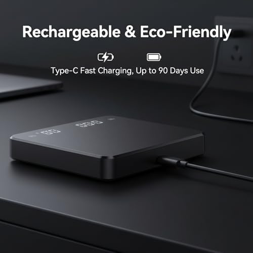 Partyreal Digital Kitchen Coffee Scale, Slim Scale with Tare, g/oz/ml Units, Backlit Display, USB-C Rechargeable (Cable Included) + AAA Backup Power Black - Image 4