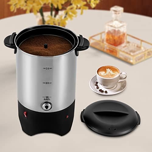 5.2L/175oz 1KW Coffee Urn, Large Capacity 30-Cup Electric Coffee Maker, Fast Heating, Anti-Dry Burn, Stainless Steel Coffee Maker with Removable Filter for Home Office Commercial Use - Image 3