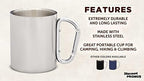 DISCOUNT PROMOS Stainless Steel Mugs with Carabiner Handle 10 oz. Set of 10, Bulk Pack - Perfect for Coffee, Soda, Other Hot & Cold Beverages - Silver - Image 2
