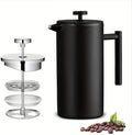 Stainless Steel French Press Coffee Maker 34Oz 1000ml, Double Wall Insulated Coffee Press with 3-Level Filtration, No Plastic Touching Cafe, Dishwasher Safe Tea Brewer for Camping Travel Gift by Unknown