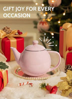 Sweese Porcelain Teapot 27 oz with Infuser for Loose Leaf Tea, Pink - Image 7
