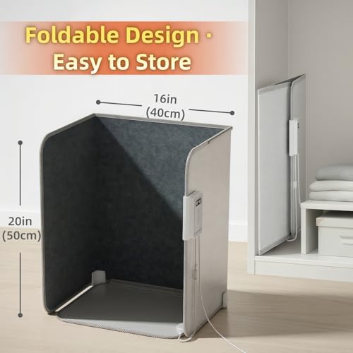 Under Desk Heater, Foot Warmer with Foot Heating Pad, Quiet 195W Under Desk Foot Warmer with Detachable Blanket for Office Home, Energy-Saving 5 Temperature Levels Timer Grey Cuboid UEMUSI - Image 5