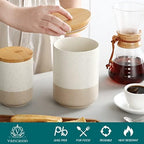 vancasso Sabine Large Ceramic Canister with Airtight Wood Lid - 74 oz Kitchen Food Storage Jar for Flour, Sugar, Coffee, Tea & Spices - Big Capacity Countertop Jar - Image 3