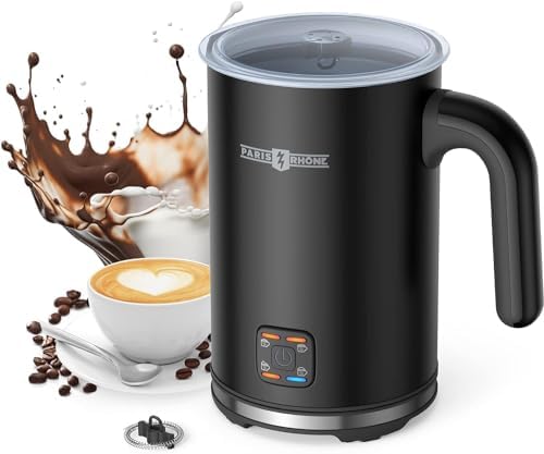 PARIS RHÔNE Milk Frothers, Electric Milk Frother and Steamer for Coffee, 4-in-1 Automatic Warm and Cold Milk Foamer, Milk Warmer, Foam Maker for Latte Cappuccino 300ml, PE-MF009 by PARISRH%C3%94NE