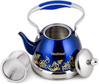 Stainless Steel Kettle 0.74-qt – Small Tea Kettle for Stovetop, Fast Boiling Metal Teapot with Ergonomic Handle, Compact Water Kettle for Coffee & Tea, Silver (Blue 0.7L) - Image 3