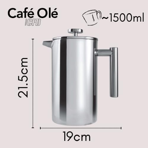 Café Olé CFD-12 Stainless Steel Cafetiere, Mirror, 12 Cup - Image 6