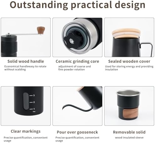 Pour Over Coffee Maker Set with Manual Burr Coffee Grinder, 6-Piece - Image 5