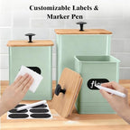 Kitchen Canisters Set of 3, Metal Flour Sugar Storage Containers with Airtight Lids-Canisters Sets for Kitchen with Customizable Chalkboard Labels & Marker Pen-Spice, Coffee Storage Jars(Saga Green) - Image 4