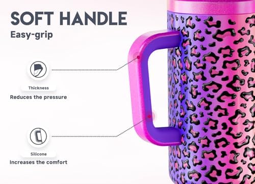Meoky 50 oz Tumbler with Handle, Tumbler with Lid and Straw, Insulated Stainless Steel Travel Mug, 100% Leak-proof, Keeps Cold for 36 Hours or Hot for 12 Hours (Celebration) - Image 4