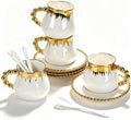 Ceramic Cappuccino Cups with Saucers & Spoons, Coffee Cups Set of 4 by Ulable