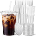 VITEVER [100 Sets - 24oz] Plastic Cups with Lids and Straws, Disposable Cups for Iced Coffee, Smoothie, Milkshake, Cold Drinks - Clear by VITEVER