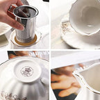 Porcelain Tea Sets British Royal Series, 8 OZ Cups& Saucer Service for 6, with Teapot Sugar Bowl Cream Pitcher Teaspoons and tea strainer and Display Stand for Tea/Coffee (Rose Flower) - Image 4