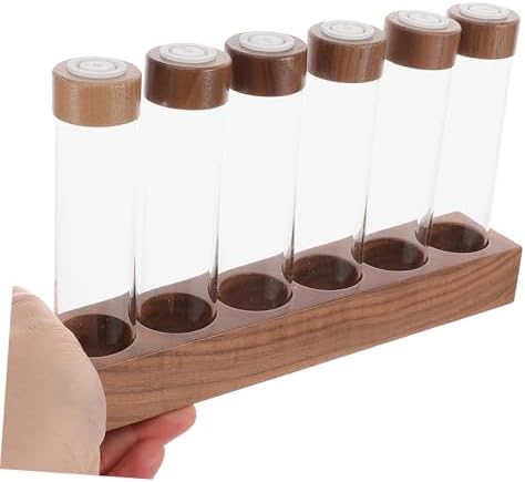 Mobestech Glass Coffee Bean Storage Tubes with Wooden Stand, 6 Pack - Image 4