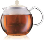 Bodum Assam Tea Press with Glass Handle and Coloured Plastic Lid, 1 L (34 oz) - Off White by Bodum