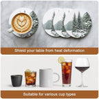 Natural Landscape Coasters for Drinks, Set of 86 Winter Snow-Covered Pine Trees Green Absorbent Ceramic Coaster with Cork Base Decor for Wooden Table & Bar, Housewarming Gift Home Decor - Image 7