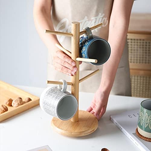 LIU- Mug Tree Mug Holder Tabletop Mug Rack Bamboo Wooden Cup Holder Storage Organizer Display Stand,Tea Coffee Cup Mug Hooks - Image 3