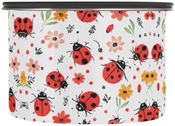 Stainless Steel Coffee Storage Containers with Airtight Lid, Animal Ladybugs Flower 30oz Food Storage Container Kitchen Canister for Tea, Coffee Beans, Ground, Sugar Storage by Quteprint