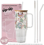 Sip-Sip Hooray! Christmas Cuties 40oz Glass Tumbler with Lid and Straw - Image 4