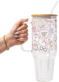 Sip-Sip Hooray! Bookish Girlie 40oz Glass Tumbler with Lid and Straw by Sip-SipHooray