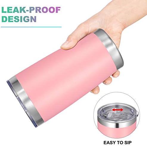 VEGOND 20oz Tumbler with Lid and Straw Stainless Steel Tumbler Cup Bulk Vacuum Insulated Double Wall Travel Coffee Mug Powder Coated Coffee Cup, Pink, 12 Pack - Image 3