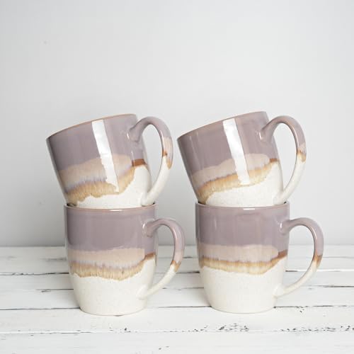 Bosmarlin Ceramic Coffee Mug Set of 4, 17 Oz, Coffee Cups with Big Handle, Microwave Safe, Unique Reactive Glaze - Image 6