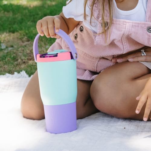 BrüMate Resa Flip 20oz Kids Travel Tumbler with Covered Flip Down Straw | 100% Leakproof Water Bottle | Insulated Stainless Steel | Cup Holder Friendly Silicone Base | 20oz (Dark Aura) - Image 5