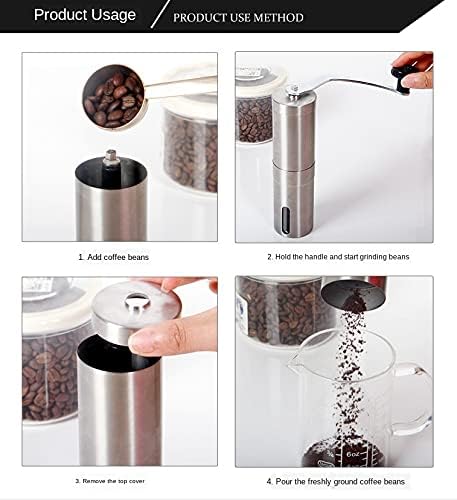 Coffee Accessories Portable Manual Coffee Machine, Grinder Adjustable Ceramic Burr Mill Hand Crank Household Crusher Coffee Bean Tools Household Office (Color : B) - Image 7