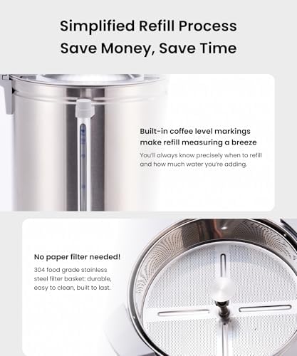 SYBO SR-CP100BG Commercial Coffee Urn & Hot Beverage Dispenser, Fast Brew, Keeps Warm – Ideal for Coffee, Tea, Water at Events & Catering, 100-Cup 16 L, Grey - Image 4