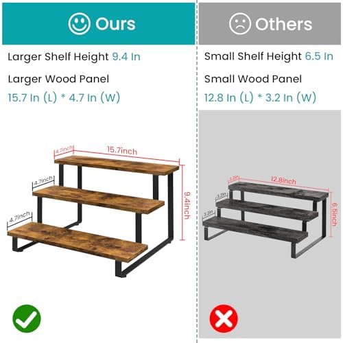 ELITEROO 3 Tier Wooden Display Rack, Portable Products Display Stand, 3 Step Straight Display Shelves for Retail Table Top, Counter Top, Craft Shows, Farmers Market, Tradeshows, Vendors - Image 2