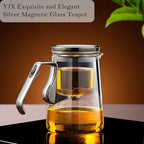 YJX Magnetic Glass Teapot, 25.4oz Small Enchanted Brewing Tea Pot, Witchcraft Magic Borosilicate Tea Set with Strainer for Loose Leaf or Herbal, Exquisite Kettle Gift for Tea Lovers(Silver) - Image 2