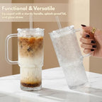20 oz Glass Tumbler with Lid and Straw, Glass Iced Coffee Cups, Spill-proof Glasses Tumbler with Handle, Hobnail Glasses Drinking Set of 4, Vintage Glassware for Cocktail, Juice, Smoothies - Image 2