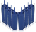 Volhoply 16oz Plastic Skinny Tumbler with Lid and Straw Bulk 8 Pack,Insulated Double Wall BPA Free Matte Acrylic Tumblers,Iced Coffee Travel Mug Reusable Party Cup,Customizable Diy Gifts(Navy,8 Set) by LiveFully%EF%BC%8CDrinkFreely%E2%80%94KeepGoingwithVolhoply%EF%BC%81
