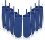 Volhoply 16oz Plastic Skinny Tumbler with Lid and Straw Bulk 8 Pack,Insulated Double Wall BPA Free Matte Acrylic Tumblers,Iced Coffee Travel Mug Reusable Party Cup,Customizable Diy Gifts(Navy,8 Set) by LiveFully%EF%BC%8CDrinkFreely%E2%80%94KeepGoingwithVolhoply%EF%BC%81