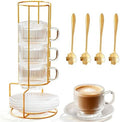 5.4 oz Espresso Cups Set of 4,Stackable Clear Glass Small Coffee Cup Set by Coffeetime