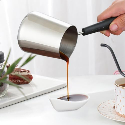 2Pcs Turkish Coffee Pot 12oz/350ml Milk Frothing Jug Butter Melting Pot - Image 7