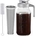 For Cold Brew Coffee Maker Pitcher 64 Oz Heavy Duty Wide Mouth Glass Mason Jar po... by FOLIAGE