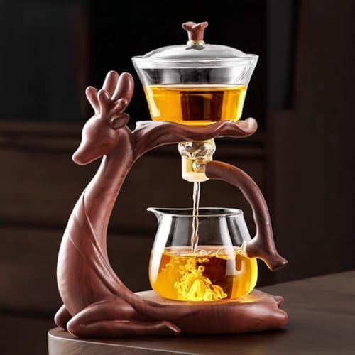Chinese Gongfu Tea Set - Glass Teapot with Infuser Semi Automatic Tea Maker Set for Loose Leaf Tea by Unknown