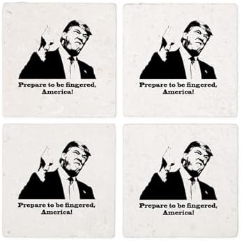 CafePress Trump Finger Tumbled Stone - Set of 4 Coasters Set of 4 by CafePress