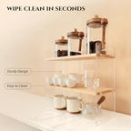 Coffee Station Organizer 2 Tier, Solid Wood Mug Shelffor Coffee Bar,Matcha Station,Tea Storage - Holds Mugs,Beans,Syrup,Cups,Tirrers - Image 6