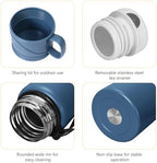 1200 ml Double wall vacuum Leakproof stainless steel wide mouth insulated water bottle,tea tumbler with tea strainer,cup and lid; travel coffee thermoses hot drinks,cold thermal flask - Image 3