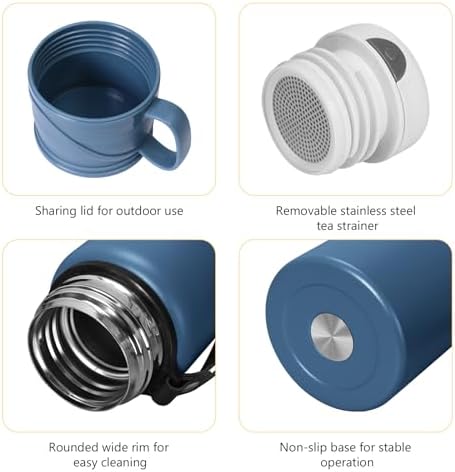 1500 ml Double wall vacuum Leakproof stainless steel wide mouth insulated water bottle,tea tumbler with tea strainer,cup and lid; travel coffee thermoses hot drinks,cold thermal flask - Image 3