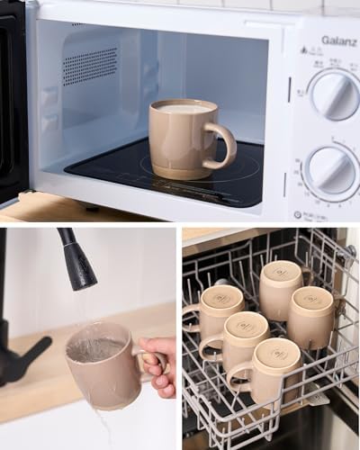 famiware Milkyway Coffee Mugs of 6, 13 oz Mug Set, Ceramic Cup with Handle - Image 5