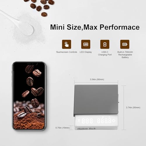Mini Pour Over Coffee Scale with Timer, 0.1g High Precision USB-C Digital Scale 2kg, Built-in Mat & Storage Bag for Home Drip Coffee Brewing - Image 5