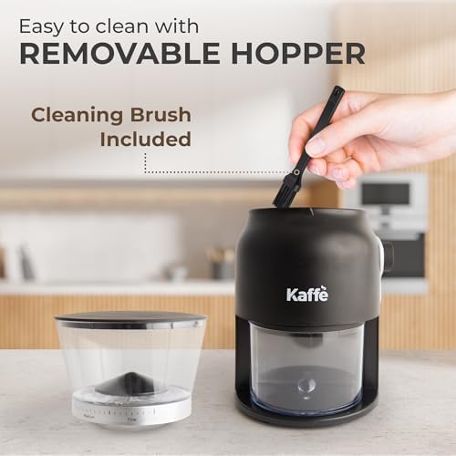 Kaffe Electric Burr Coffee Grinder (5.5oz) - Conical Burr - 25 Adjustable Coarseness Levels - Matte Black - Cleaning Brush Included - Image 7
