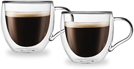 Godinger Double Wall Espresso Coffee Glass Mug- Set of 2 by Godinger